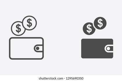 Wallet filled and outline vector icon sign symbol
