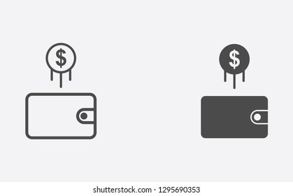 Wallet filled and outline vector icon sign symbol
