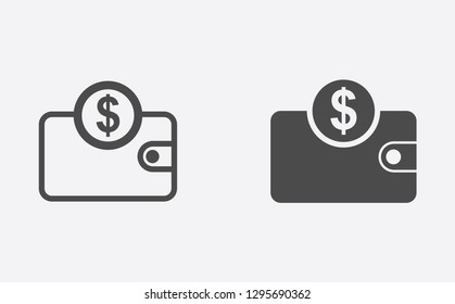 Wallet filled and outline vector icon sign symbol