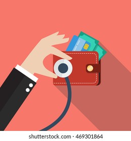 Wallet financial checkup. Business concept