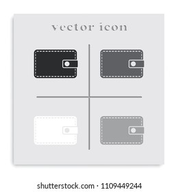 Wallet flat black and white vector Icon.