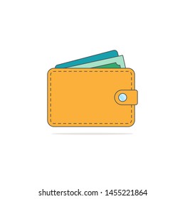 Wallet flat design thin line,illustration, isolated on white background - Vector