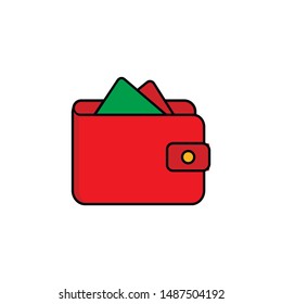 Wallet flat design thin line,illustration, isolated on white background - Vector
