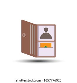 Wallet flat icon design, 64x64 pixel perfect icon, editable icon, small shadow on white background

