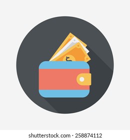 wallet flat icon with long shadow,eps10