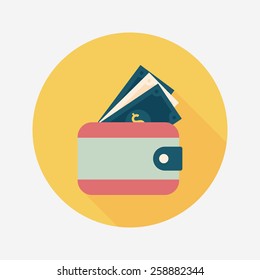 wallet flat icon with long shadow,eps10
