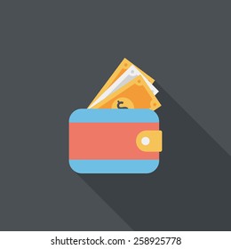 wallet flat icon with long shadow,eps10