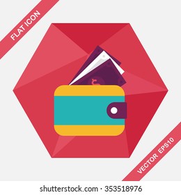 wallet flat icon with long shadow,eps10