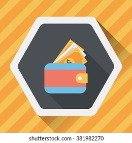 wallet flat icon with long shadow,eps10