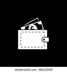 Wallet Flat Icon On Black Background