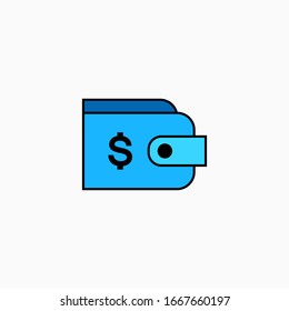 Wallet flat icon vector illustration isolated on white background.