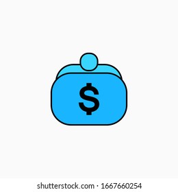 Wallet flat icon vector illustration isolated on white background.