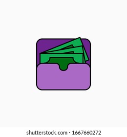 Wallet flat icon vector illustration isolated on white background.