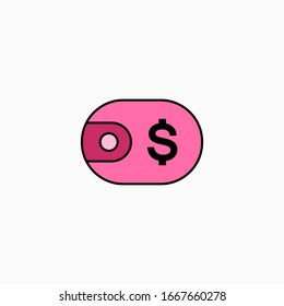 Wallet flat icon vector illustration isolated on white background.