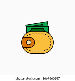 Ilustración vectorial de icono plano de cartera aislada en fondo blanco.
