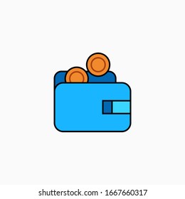 Wallet flat icon vector illustration isolated on white background.