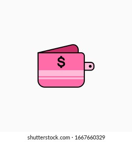 Wallet flat icon vector illustration isolated on white background.