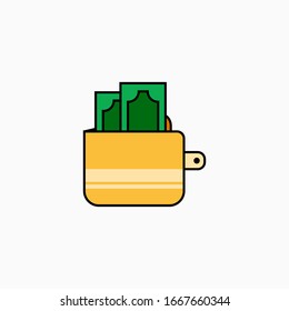 Wallet flat icon vector illustration isolated on white background.