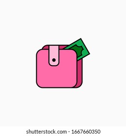 Wallet flat icon vector illustration isolated on white background.