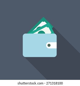 Wallet flat icon vector illustration