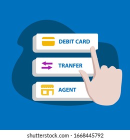 Wallet flat illustration vector modern style on blue background for banner or poster element