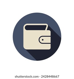 Wallet flat style vector icon white coloured on blue circle