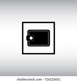 Wallet flat vector icon. Isolated wallet vector sign. Online payment square button.