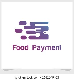 wallet and food logo design concept, food payment logo design inspirations