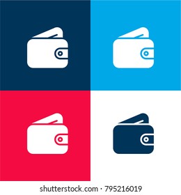 Wallet four color material and minimal icon logo set in red and blue