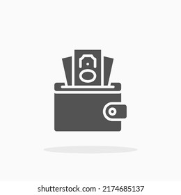 Wallet glyph icon. Can be used for digital product, presentation, print design and more.