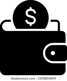 Wallet Glyph Icon for Digital Payments. Money storage symbol, personal wallet illustration, financial management icon