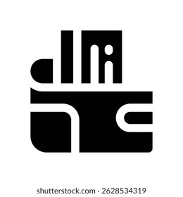 wallet glyph icon. Strong and solid vector icon for websites, mobile interfaces, presentations, and visual branding. High quality and easy to edit.