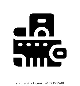 Icono de glifo de billetera. Icono de Vector fuerte y sólido para Sitios web, interfaces móviles, presentaciones y marca visual. Alta calidad y fácil de editar.