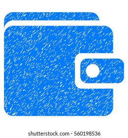Wallet grainy textured icon for overlay watermark stamps. Flat symbol with dust texture. Dotted vector blue ink rubber seal stamp with grunge design on a white background.