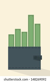 wallet and graph, vector design