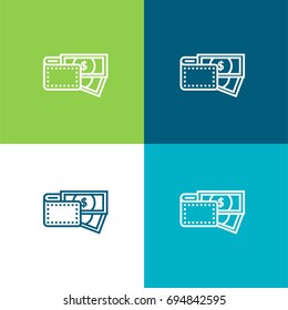 Wallet green and blue material color minimal icon or logo design