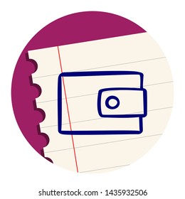 Wallet. Hand Drawn Icon on a Notebook Sheet