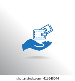 Wallet and hand icon