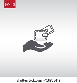 Wallet and hand icon