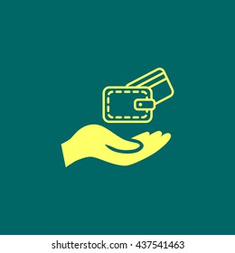 Wallet and hand icon