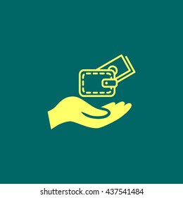Wallet and hand icon