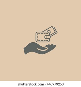 Wallet and hand icon