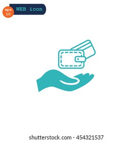 Wallet and hand icon Flat.