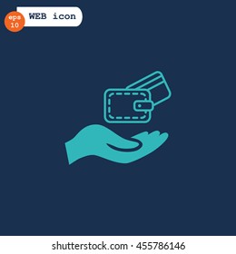 Wallet and hand icon Flat.