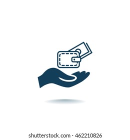 Wallet and hand icon Flat.