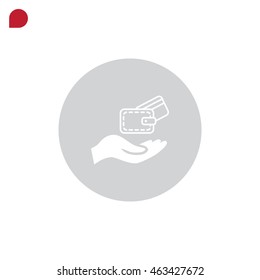 Wallet and hand icon Flat.