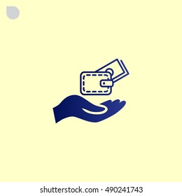 Wallet and hand icon Flat.