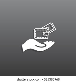 Wallet and hand icon Flat.