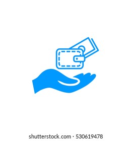 Wallet and hand icon Flat.