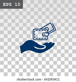 Wallet and hand icon Flat.